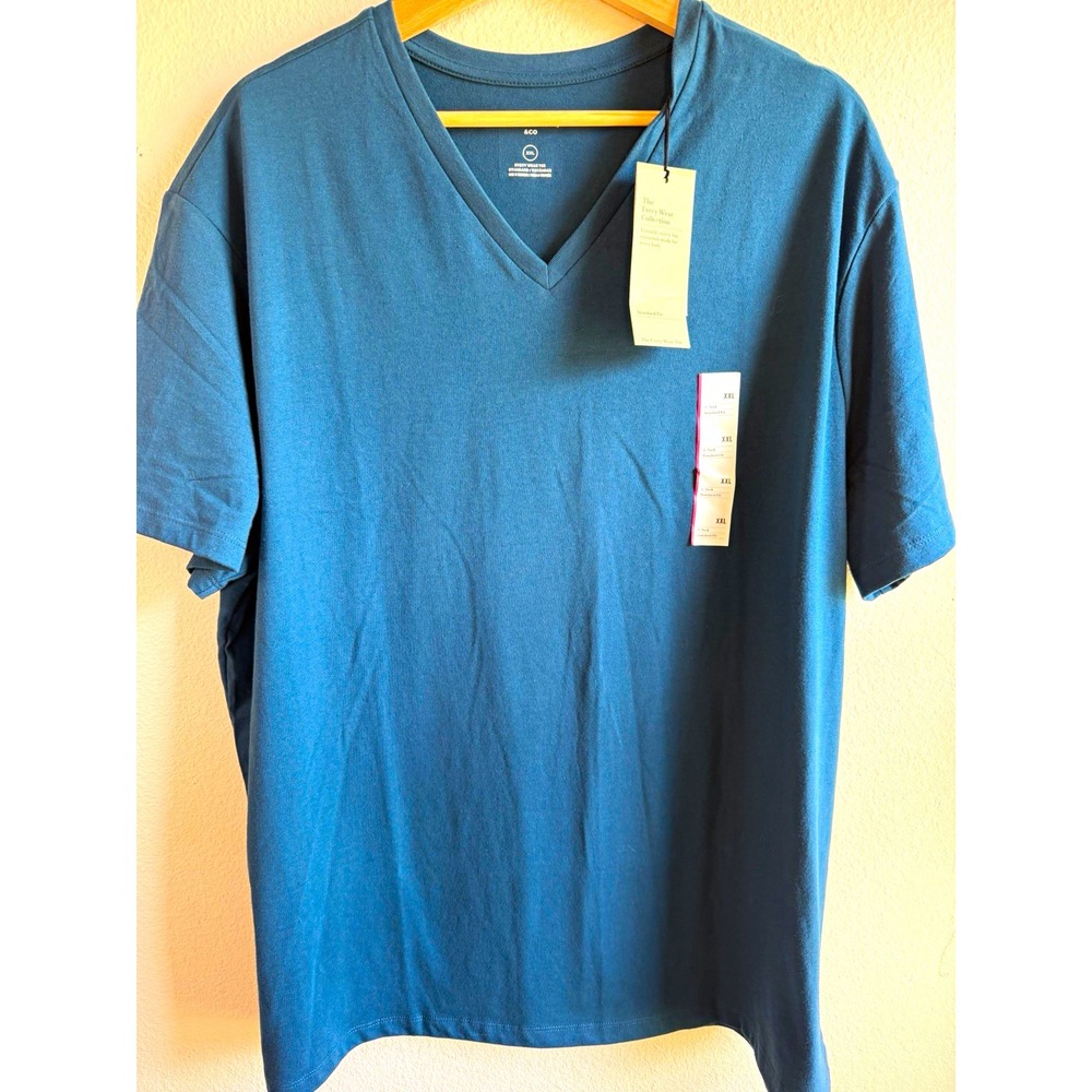 Goodfellow & Co Every Wear Tee Men's 2XL Blue V-Neck Standard Fit T-Shirt